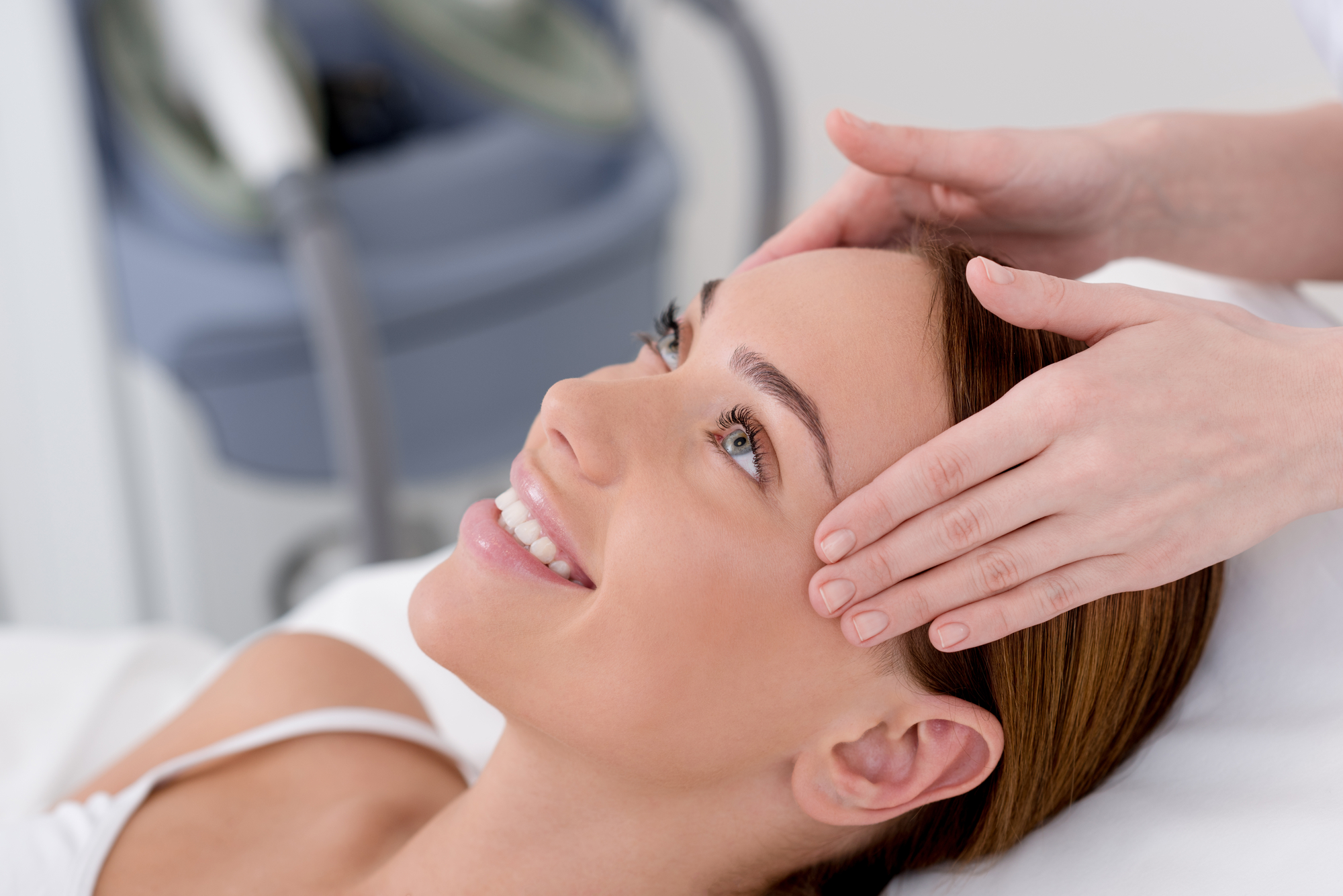 Woman face getting skincare medspa package treatment